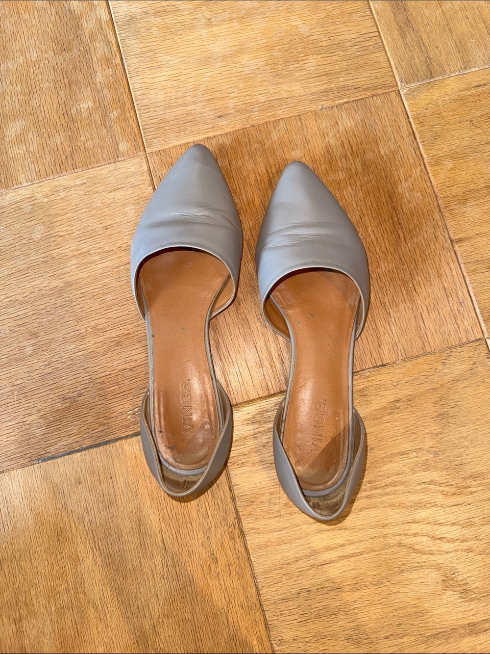 Pointed Toe Vince  D'Orsay Flat in Light Gray